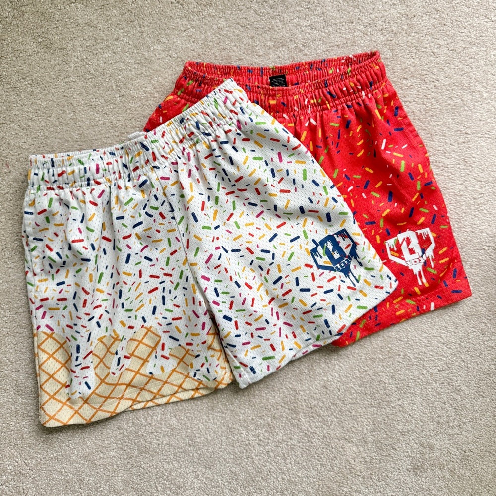 Baseball Lifestyle Ice Cream Shorts white and cherry EUC